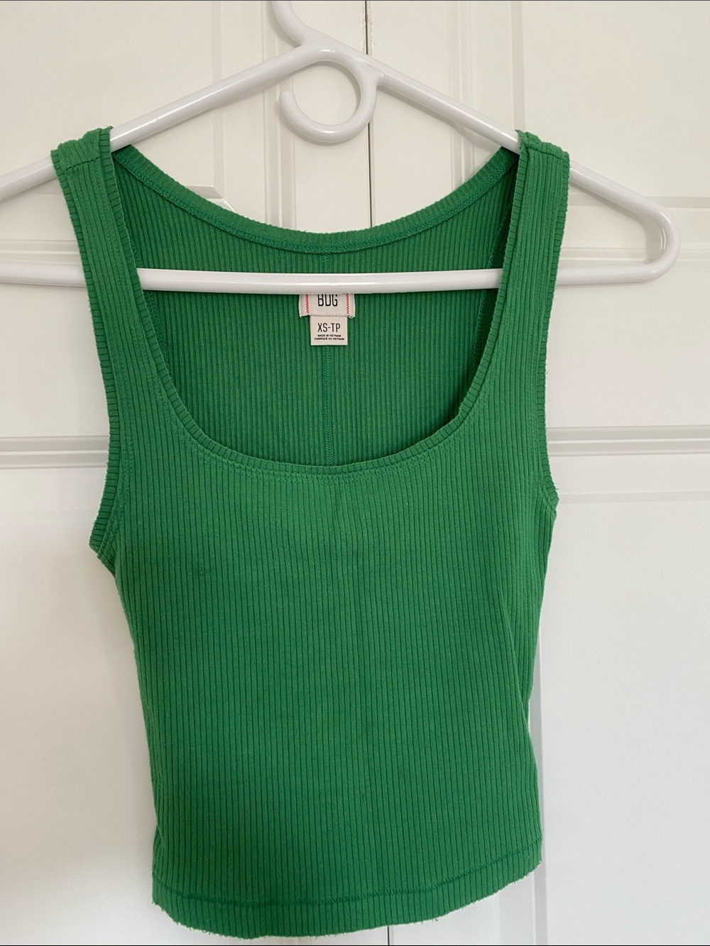 BDG Ribbed Scoop Tank Top - Kelly Green